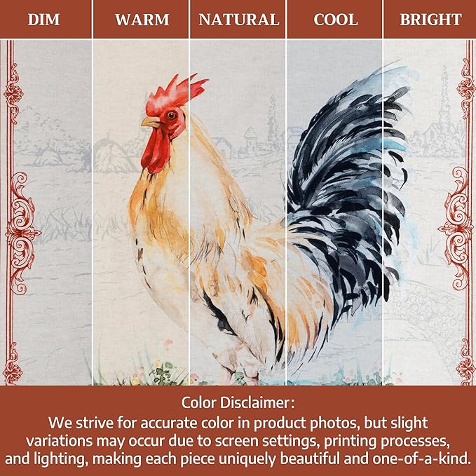 100% Cotton Kitchen Towel Campagne Maison d' Hermine Set of 2 Super Soft Highly Absorbent Hotel Quality Quick Drying Cleaning Dishcloth Tea Bar Towels Spring/Summer (Coq, 20"x27.50")