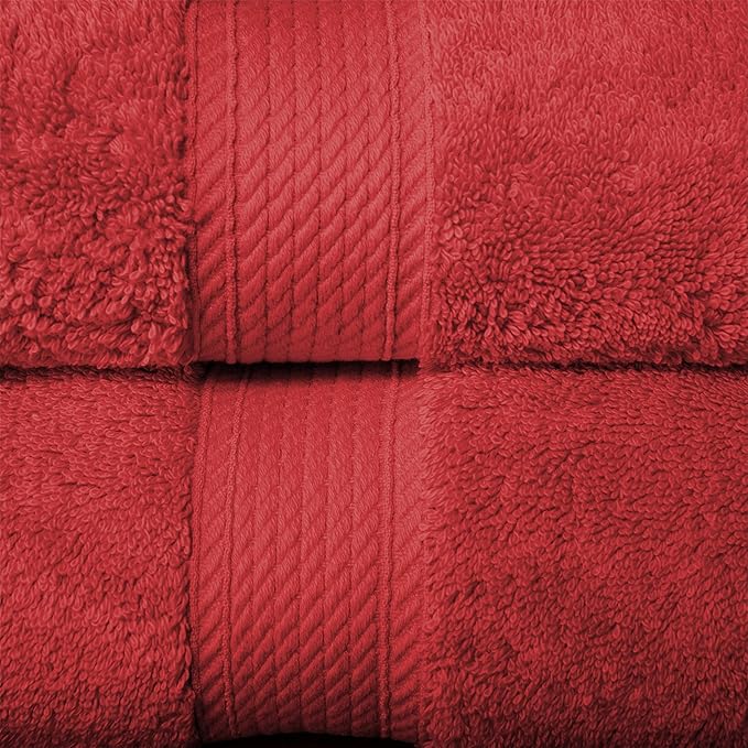 Superior Egyptian Cotton Pile 10 Piece Towel Set, Includes 2 Bath, 4 Hand, 4 Face Towels/ Washcloths, Ultra Soft Luxury Towels, Thick Plush Essentials, Guest Bath, Spa, Hotel Bathroom, Red