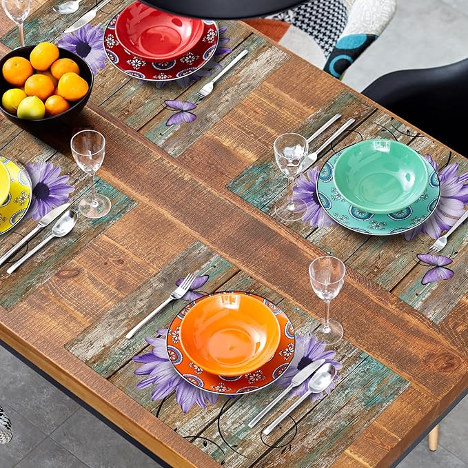 Giwawa Personalized Placemats Set of 4 Customized Photo Seasonal Linen Place Mat Add Picture Text Name Logo Double Sided Washable Table Mats for Dining Kitchen Tabletop Festival Holiday Decor