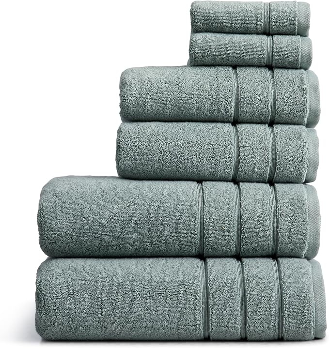 Springtree Home Luxury Turkish Cotton Bath Towels Set | 100% Turkish Cotton | Premium Bath Towels | Ultra Soft Thick Plush & Highly Absorbent | Luxury Hotel & Spa Bathroom Towels | Chinois Green