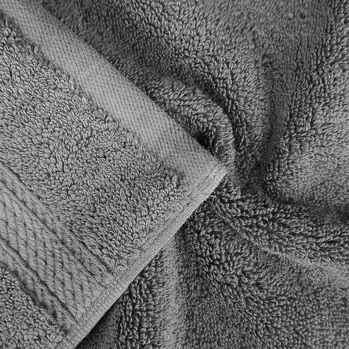 Superior Egyptian Cotton Pile 10 Piece Towel Set, Includes 2 Bath, 4 Hand, 4 Face Towels/ Washcloths, Ultra Soft Luxury Towels, Thick Plush Essentials, Guest Bath, Spa, Hotel Bathroom, Charcoal