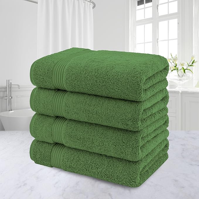American Veteran Towel, Turkish Bath Towels for Bathroom 4 Pack, 27x54 Extra Large Premium Soft Drying Bathroom Towels, Sage Green