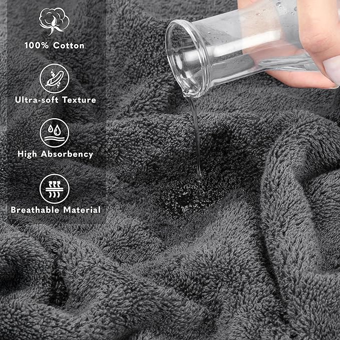 American Soft Linen 35x70 Jumbo Large Bath Towel, 600 GSM 100% Cotton Turkish Bath Sheet, Oversized Luxury Bath Towel for Bathroom Beach and Pool, Dark Gray