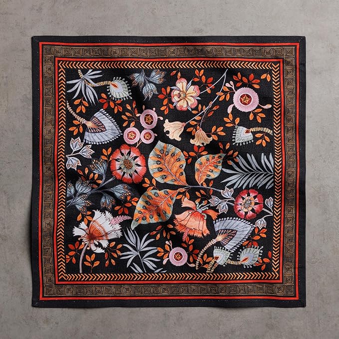 Maison d' Hermine Cloth Napkins Set of 4 100% Cotton Everyday Reusable Square Napkins Cloth Washable Dinner Wedding Restaurant Gifts for Mothers Day Spring/Summer (Jacobean Florals, 18" x 18")