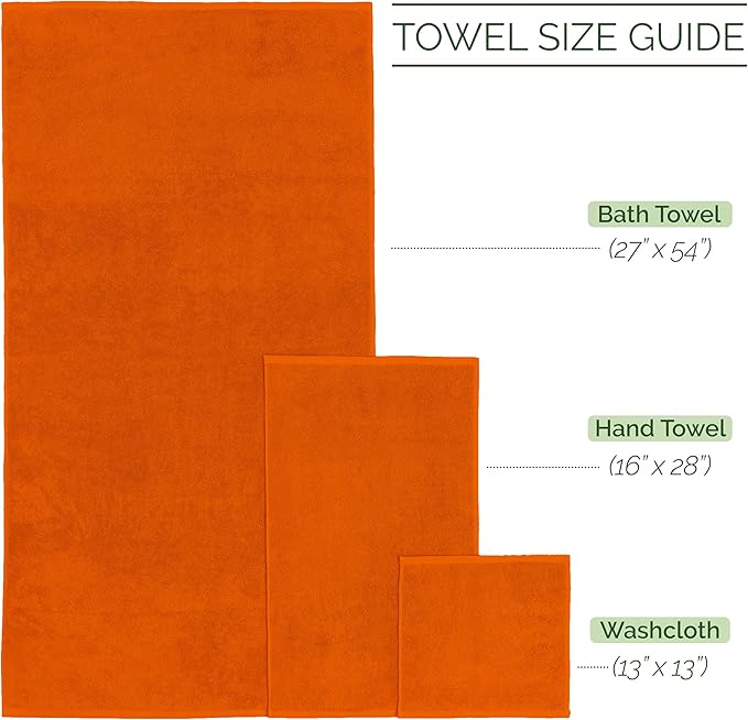 Elegant Comfort Luxury 6-Piece 100% Turkish Cotton Jacquard Braided Textured Premium Hotel Quality Towel Set– Soft and Absorbent, Includes 2 Bath Towels, 2 Hand Towels and 2 Washcloths, Vibrant Orange