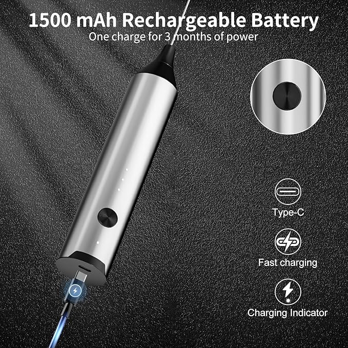 Milk Frother Handheld Rechargeable, Hand Frother with Stand, Drink Mixer Frother Wand Electric Whisk Stirrer for Coffee, Latte, Matcha, Cappuccino, Hot Chocolate, Kitchen Gifts - Stainless Steel