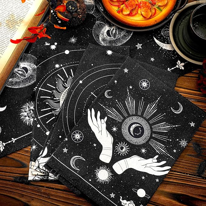 Bencailor 6 Pcs Retro Kitchen Towels 15.7 x 23.6 Inch Farmhouse Vintage Hand Towels Decorative Absorbent Dish Cloth for Bathroom Decor for Cooking Baking Cleaning(Black, Gold,Bohemia)