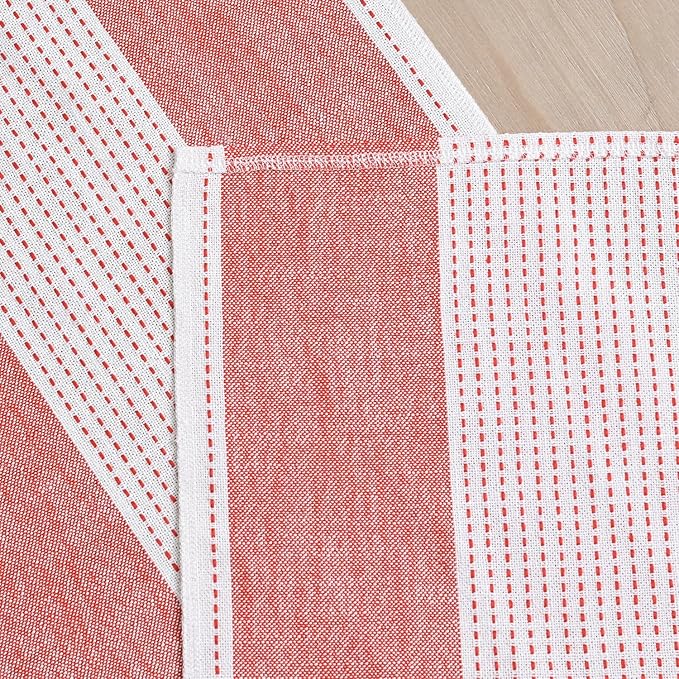 Artoid Mode Red Farmhouse Rustic Table Runner, Seasonal Macrame Fabric Kitchen Dining Holiday Wedding Table Decor for Home Party 13x48 Inch