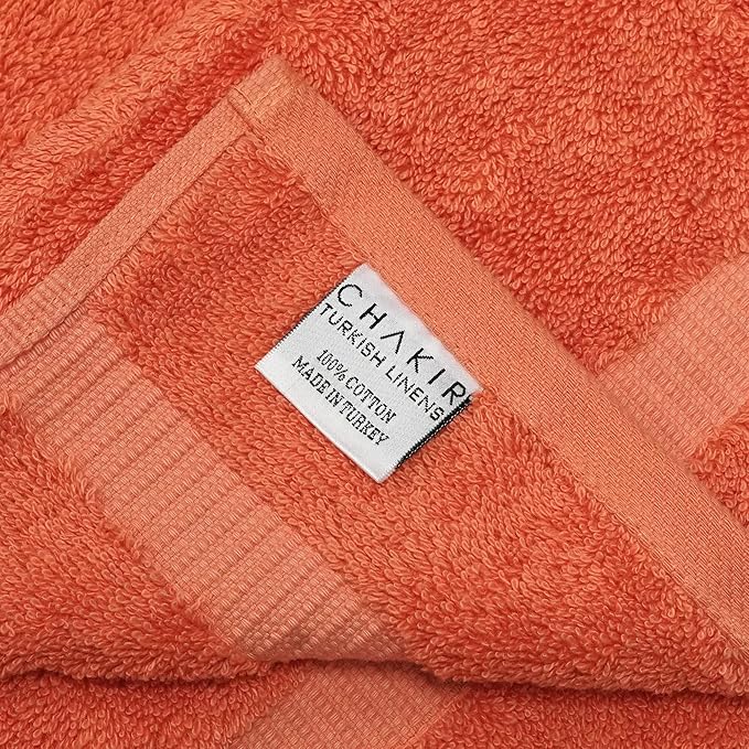 Chakir Turkish Linens 100% Cotton Premium Turkish Towels for Bathroom | 30'' x 60'' Large Bath Towels (4 Piece, Coral)