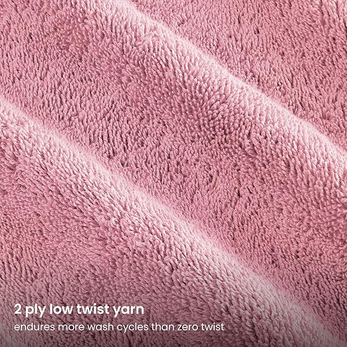 BIOWEAVES 100% Organic Cotton 700 GSM Plush Luxury Bath Towels for Bathroom 30" x 58" GOTS Certified - Dusty Pink, Pack of 2