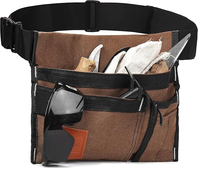 VIDAR TOOLS 6-Pocket Single Side Tool Belt Pouch/Utility Belt/Work Apron for Carpenter and Gardener.Durable Canvas Construction.Comfortable Adjustable Belt.Light Weight.TAN