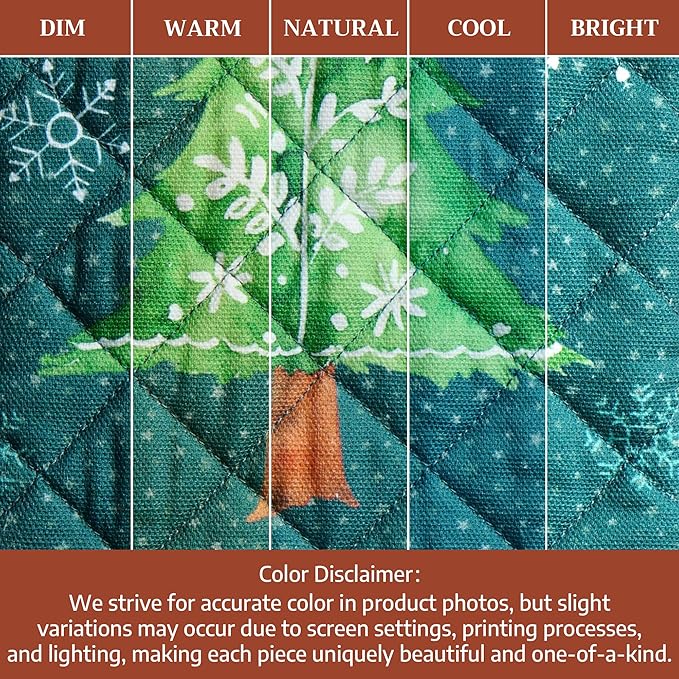 Maison d' Hermine Oven Gloves 100% Cotton Oven Mitt 7" x 13" with Loop Heat Resistant BBQ Cooking Gloves for Thanksgiving Christmas Decorations Baking Handling Hot Pans (Pack of 1, Hygge Christmas)