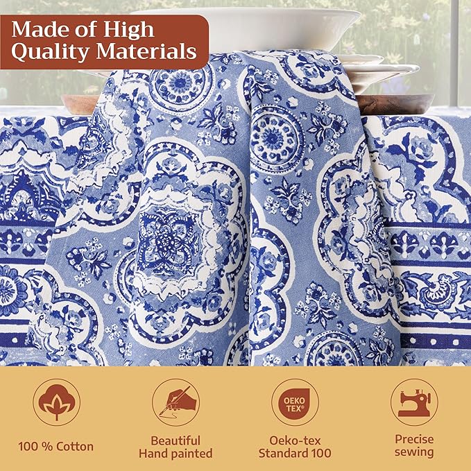 Maison d' Hermine Cloth Napkins Set of 4 100% Cotton Everyday Reusable Square Napkins Cloth Washable Dinner Party Wedding Restaurant Gifts for Mothers Day Spring/Summer(Melodie Bleue, 20" x 20")