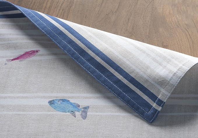 Maison d' Hermine Placemats Set of 4 100% Cotton Washable Cloth Place Mats Reusable Table Mats for Kitchen Dining Party Wedding Gifts for Mothers Day Spring/Summer (Poisson, 13" x 19")
