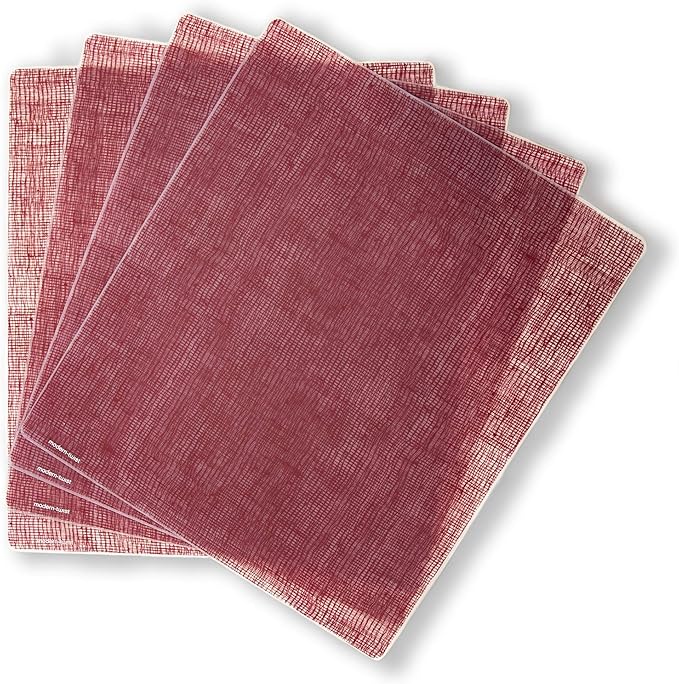 modern-twist 14 x 16 Silicone Placemat, BPA, PVC-Free Table Mat, Dishwasher Safe, Linen Print in Cranberry, Pack of 1