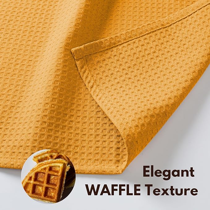 Native Fab Cotton Kitchen Towel & Dish Cloth 8 Piece Set - Machine Washable, Absorbent & Durable Towels for Cleaning, Cooking, Baking - Ideal for Home, BBQ, Everyday Use - Mustard Yellow