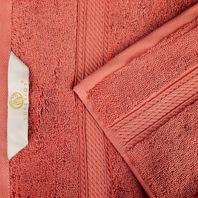 Superior Egyptian Cotton Pile 9 Piece Towel Set, Includes 3 Bath, 3 Hand, 3 Face Towels/Washcloths, Ultra Soft Luxury Towels, Thick Plush Essentials, Guest Bath, Spa, Hotel Bathroom, Coral