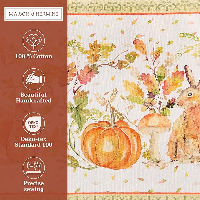 Maison d' Hermine Placemats Set of 4 100% Cotton Washable Cloth Place Mats, Reusable Table Mats for Thanksgiving Christmas Decorations Kitchen Dining Party Wedding (Pumpkin Passion, 13" x 19")
