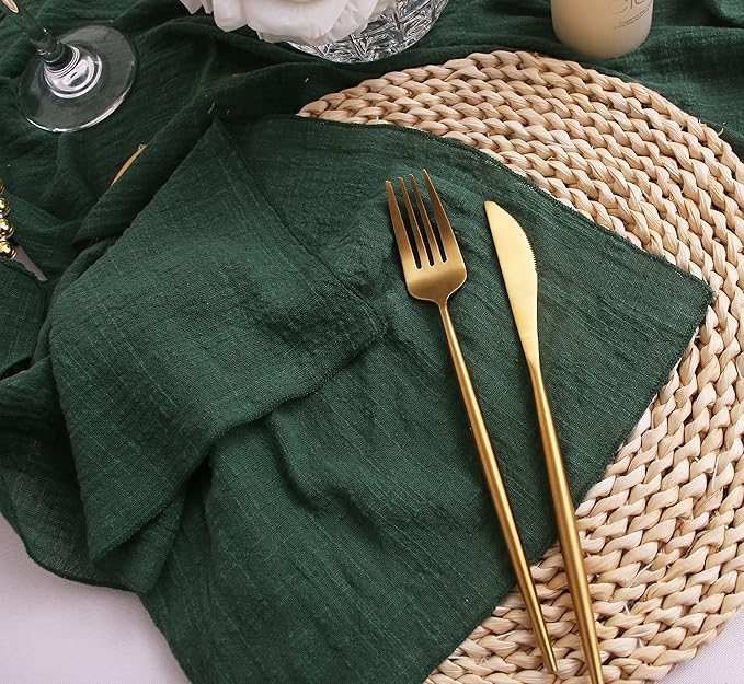 Dinner Cloth Napkins Set of 6,Gauze Napkins 100% Natural Soft Cotton,Washable Spring Cloth Napkins for Wedding Easter Bridal Shower,40 * 40cm (16 * 16 inches),(Dark Green)