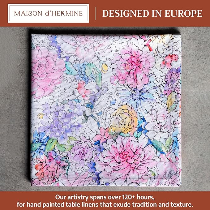Maison d' Hermine Cloth Napkins Set of 4 100% Cotton Everyday Reusable Square Napkins Cloth Washable Dinner Party Wedding Restaurant Gifts for Mothers Day Spring/Summer (Floral Love, 20" x 20")
