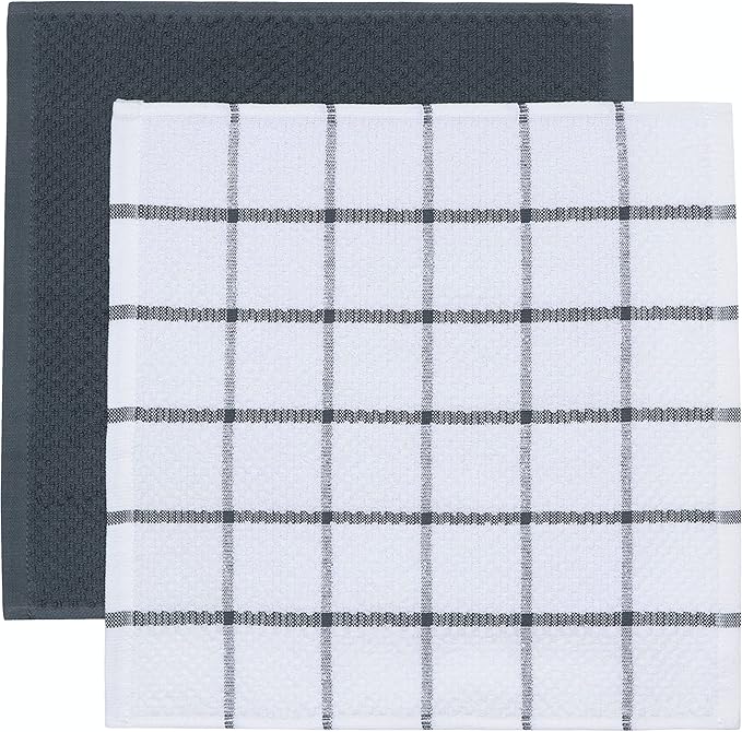 Cleaning Rags Cleaning Cloths for Cleaning House, Cotton Dish Cloths Dish Rags for Washing Dishes, Set of 8, Light and Soft Terry Kitchen Washcloths Kitchen Rags,12 Inch x 12 Inch (Grey Set)