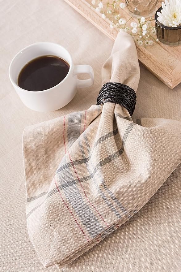 DII French Stripe Tabletop Collection Farmhouse Style Dining Table Linen Napkin Set, 20x20, Taupe/Gray, 6 Piece
