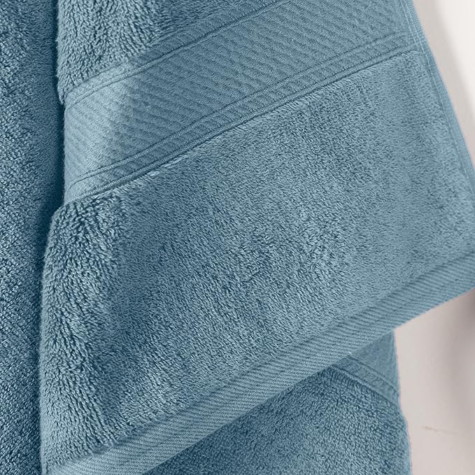 Superior Solid Egyptian Cotton Bath Towel Set, 30" x 55", Denim Blue, 2-Pieces