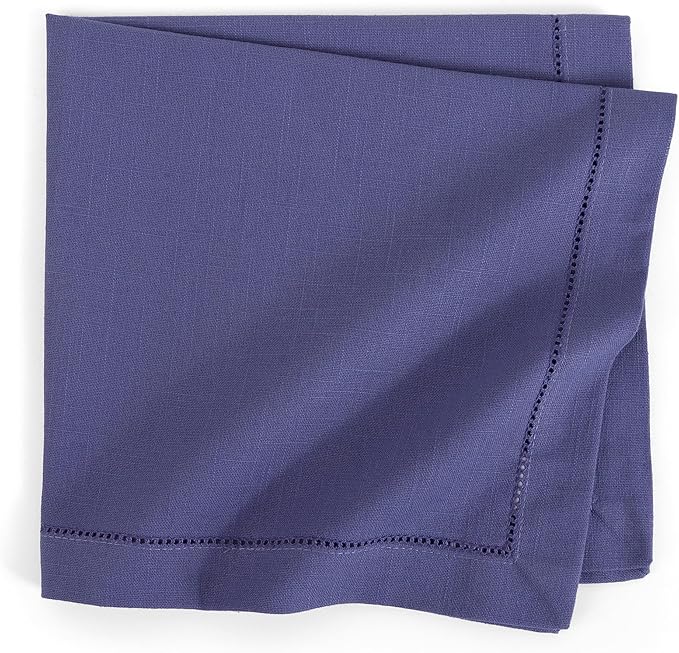 FINGERCRAFT Cloth Napkins, Hemstitched Napkins Cloth, 20 x 20 Inch Generous Picot Hem and Mitered Corner, Everyday Use Premium Quality Perfect for Parties Dinners Weddings Cocktail Set of 6 Navy