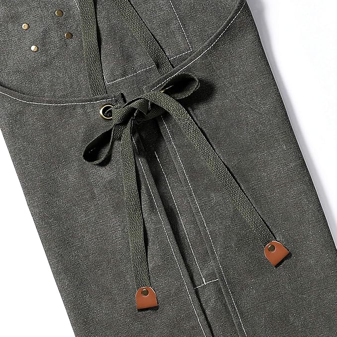AFUN Chef Aprons for Men Women with Oversized Pockets, 16-Ounce Cotton Canvas Cross Back Heavy Duty Work Apron (Grey)