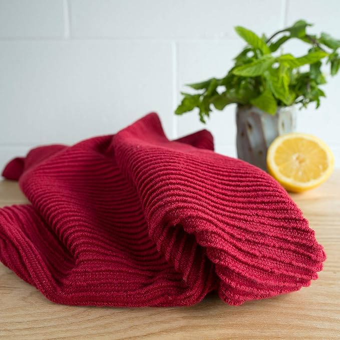 Now Designs Ripple Kitchen Towel, Set of 2, Carmine