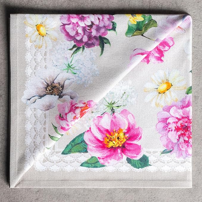 Maison d' Hermine Cloth Napkins Set of 4 100% Cotton Everyday Reusable Square Napkins Cloth Washable Dinner Party Wedding Restaurant Gifts for Mothers Day Spring/Summer (Pivoine, 20" x 20")