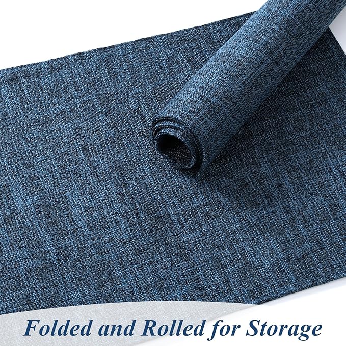SHACOS Washable Cloth Placemats Set of 6 Fabric Place Mats Double Layered Thick Faux Linen Placemat Non Slip Reversible Table Mats Home Wedding Table Decor, Dark Blue