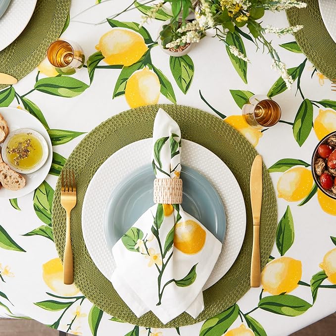 DII Lemon Bliss Tabletop Collection, Tablecloth, 70" Round