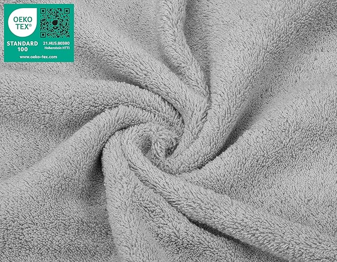American Soft Linen Luxury Washcloths for Bathroom, 600 GSM 100% Cotton 4 Piece Turkish Wash Cloth Set, 13x13 in Soft Rags for Body and Face, Light Grey Washcloths
