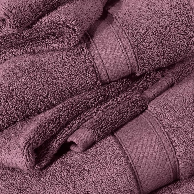 SUPERIOR Egyptian Cotton Pile 6 Piece Towel Set, Includes 2 Bath, 2 Hand, 2 Face Towels/Washcloths, Ultra Soft Luxury Towels, Thick Plush Essentials, Guest Bath, Spa, Hotel Bathroom, Plum
