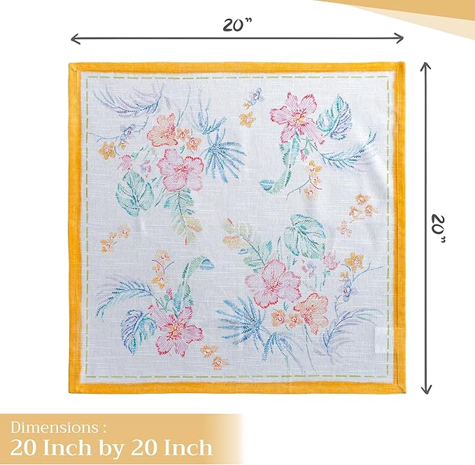 Maison d' Hermine Cloth Napkins Set of 4 100% Cotton Everyday Reusable Square Napkins Cloth Washable Dinner Wedding Restaurant Gifts for Mothers Day Spring/Summer (Paradise Island, 20" x 20")