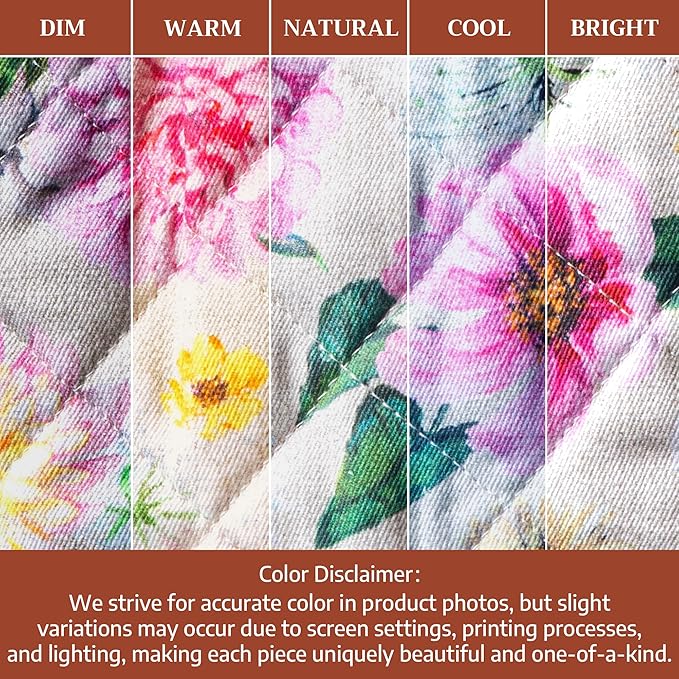 Maison d'Hermine Oven Gloves 100% Cotton Oven Mitt 7" x 13" with Loop Heat Resistant BBQ Cooking Gloves Baking Grilling Gifts for Mothers Day Spring/Summer (Pack of 1, Pivoine)