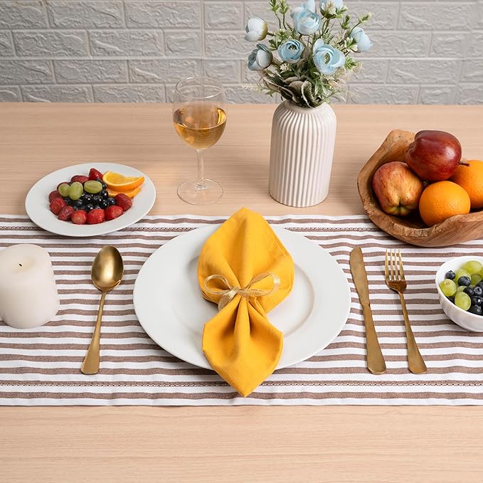Blue Needles Solid Cloth Napkins Set of 6 Golden Yellow 100% Cotton Dinner Napkins 18x18 inches - Soft, Reusable, Absorbent & Washable, Ideal for Spring Summer Easter Events Parties & Everyday Use