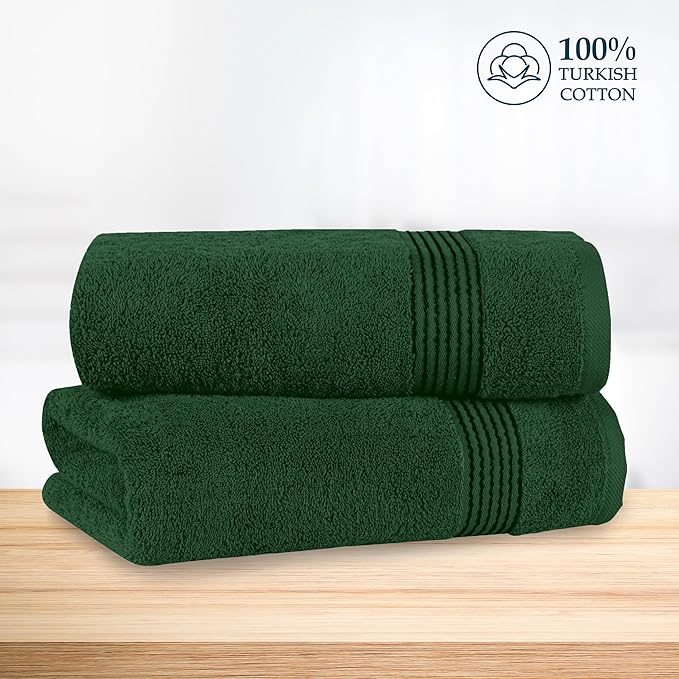 Mocassi Luxury 100% Turkish Cotton 2-Pack Bath Towel Set- Ultra Soft, Quick Dry Highly Absorbent 27 x 54 inch Premium Spa Hotel Quality 2PC Bath Towels - Luxurious Soft Bathroom Towels, Hunter Green