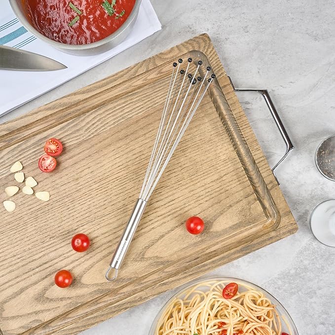 Restaurantware 12.5 in Stainless Steel Ball Whisk with Silicone Tips - 24 Pack - German Standard Sauce & Gravy Whisk, Non-Scratch, Dishwasher Safe - Non-Stick Safe Silicone Ball Whisk for Baking