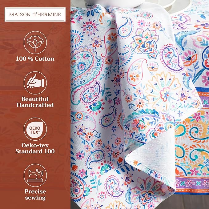 Maison d' Hermine Cloth Napkins Set of 4 100% Cotton Everyday Reusable Square Napkins Cloth Washable Dinner Party Wedding Restaurant Gifts for Mothers Day Spring/Summer (Indian Floral, 20" x 20")