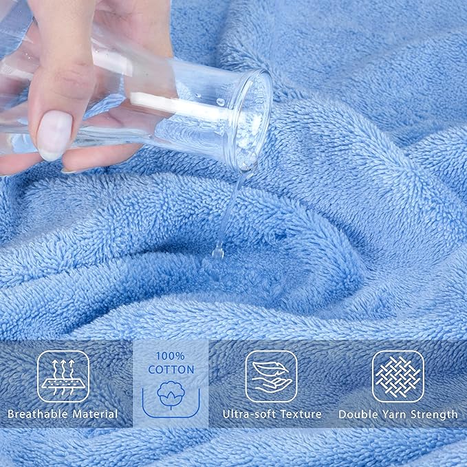 Cotton Paradise, 100% Cotton 40x80 Oversized Bath Sheet, Extra Large Turkish Bath Towels for Bathroom, Sky Blue Bathsheet