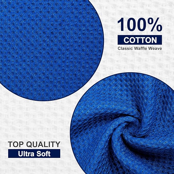 Kitinjoy 100% Cotton Kitchen Dish Cloths (12 X 12 Inches, Blueberry), 6 Pack Waffle Weave Ultra Soft Absorbent Dish Towels for Drying Dishes Quick Drying Kitchen Towels Dish Rags