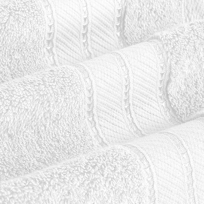 Modern Threads - Spun Loft 6-Piece 100% Combed Cotton Towel Set - Bath Towels, Hand Towels, & Washcloths - Super Absorbent & Quick Dry - 600 GSM - Soft & Plush, White