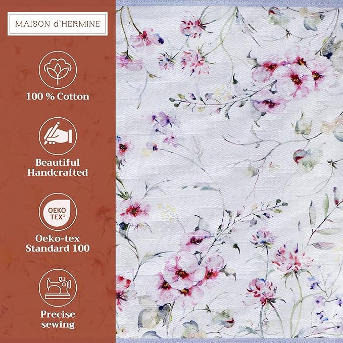 Maison d' Hermine Placemats Set of 4 100% Cotton Washable Cloth Place Mats Reusable Table Mats for Kitchen Dining Party Wedding Gifts for Mothers Day Spring/Summer (Summer Floral, 13" x 19")