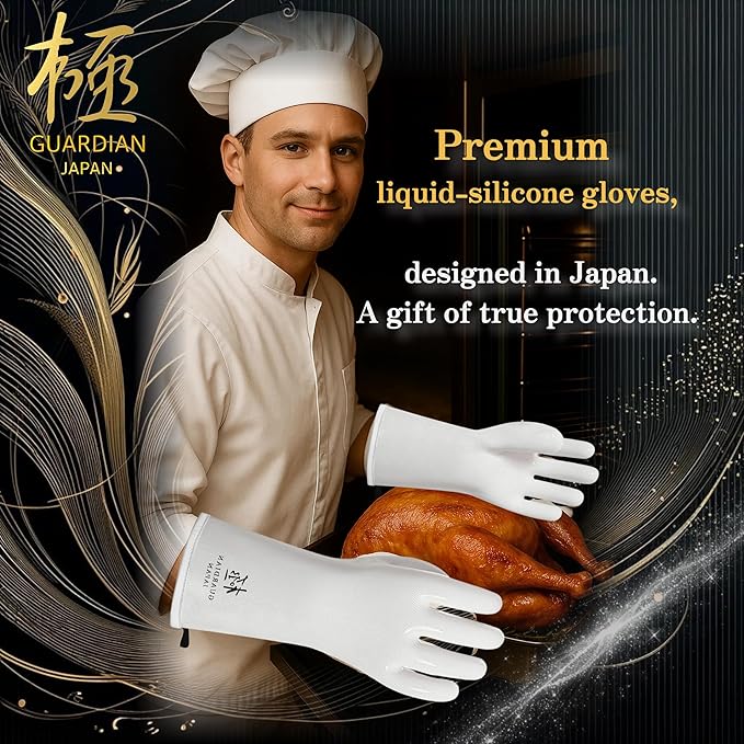 Premium Liquid Silicone Oven Gloves – Food Grade, Heat Resistant Gloves for Cooking, Grilling, Baking, and BBQ | Designed in Japan