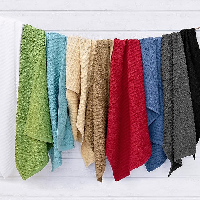 Ritz Royale Collection 100% Combed Terry Cotton, Highly Absorbent, Oversized Kitchen Towel Set, 28" x 18", 2-Pack, Solid, Paprika Red