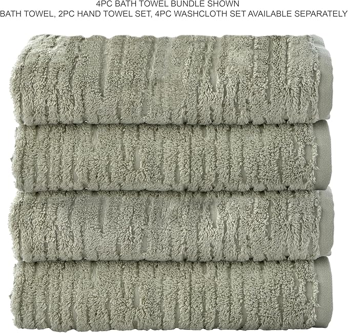 SKL Home CloudSoft Cotton Luxury 4 Pc Bath Towel Set, Sage