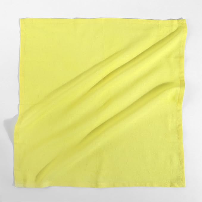 Cloth Napkins Dinner Washable Set of 4 in Cotton Linen Fabric Premium Quality, Mitered Corners for Reusable Every Day Use Pre Shrunk and Good Absorbency Christmas Cloth Napkins (Pack of 4, Lemon)