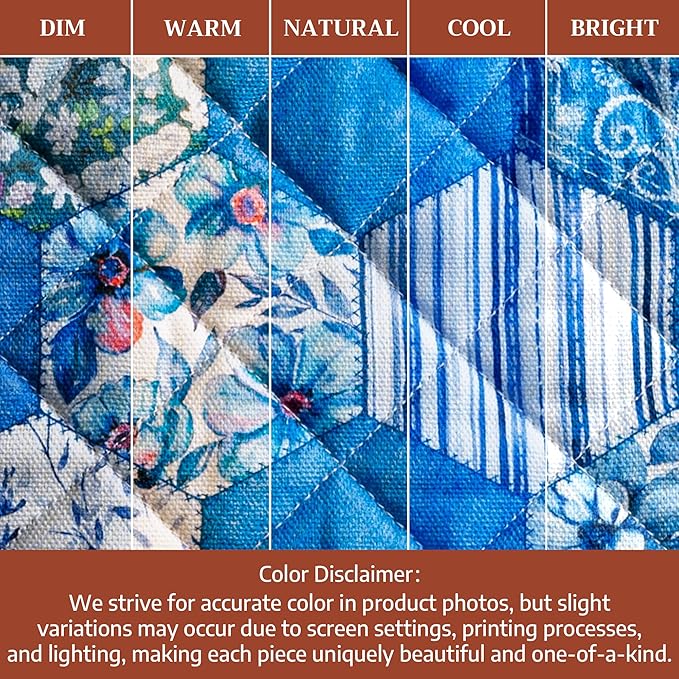 Maison d'Hermine Oven Gloves 100% Cotton Oven Mitt 7" x 13" with Loop Heat Resistant BBQ Cooking Gloves Baking Grilling Gifts for Mothers Day Spring/Summer (Pack of 1, Summer Blues)